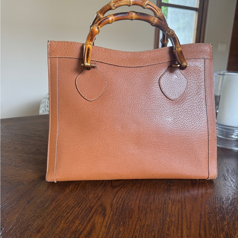Gucci Brown Leather Tote with Bamboo Handles